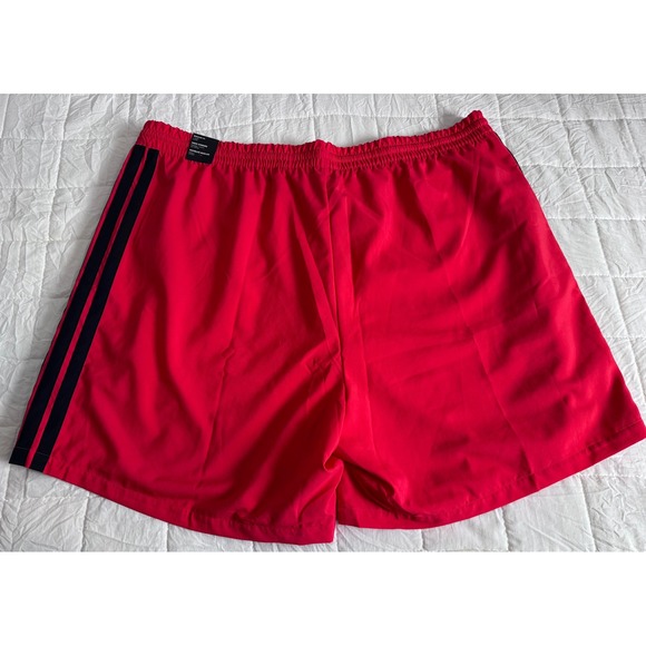 Men's Adidas Essential 3-Stripes 3XL Red Chelsea Shorts - Picture 7 of 8